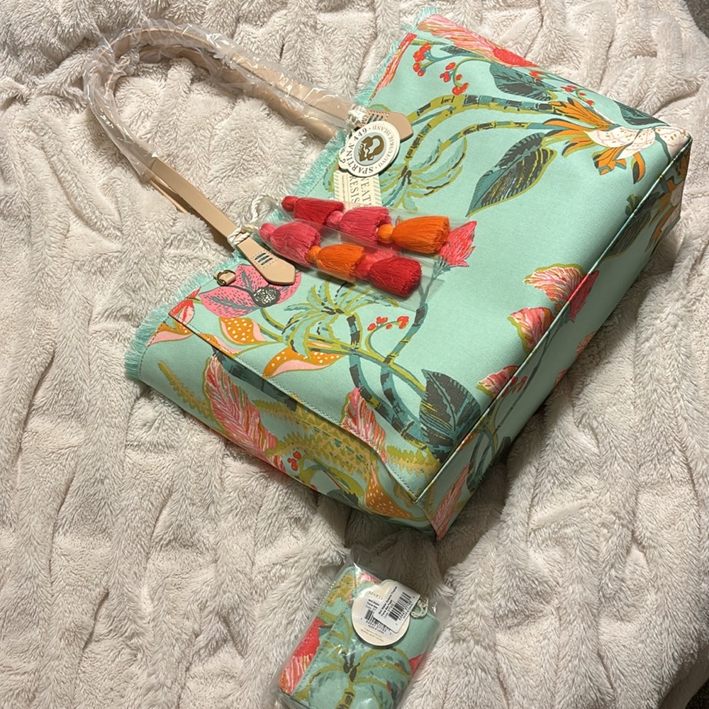 Spartina 449 Beach Tote & Mini Wallet Queenie Tropical Floral